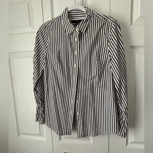 Women's Navy Blue and White Striped Shirt